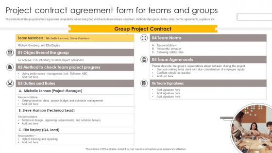 Project Contract Agreement Form For Teams And Groups