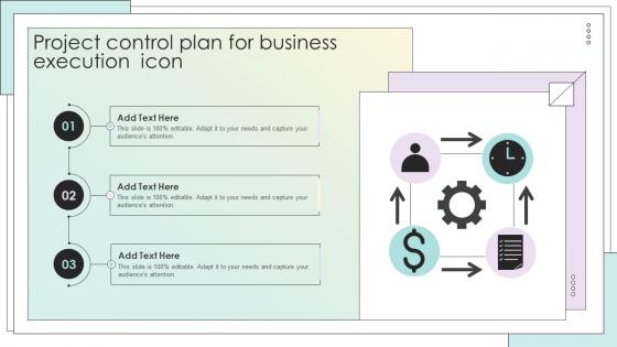 Project Control Plan For Business Execution Icon