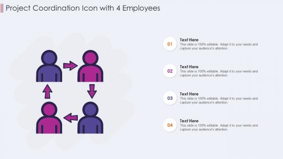 Project coordination icon with 4 employees