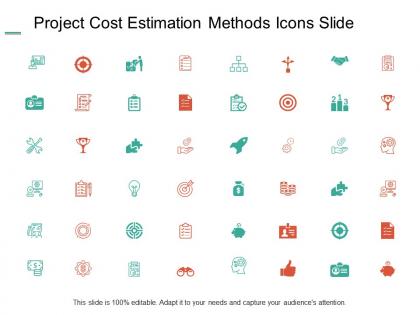 Project cost estimation methods icons slide goal ppt powerpoint presentation gallery skills