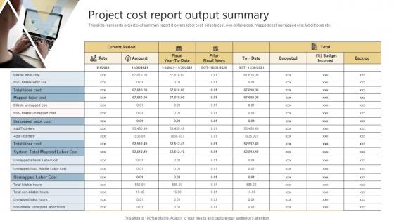 Project Cost Report Output Summary
