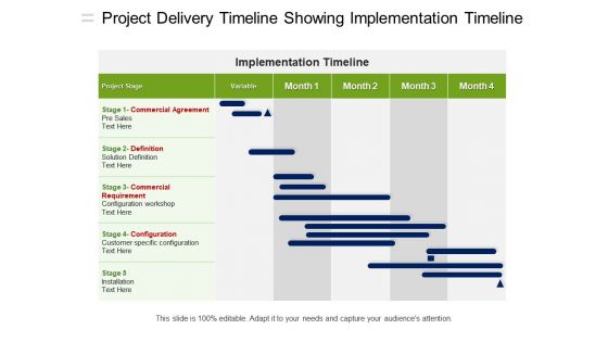 Project delivery timeline showing implementation timeline
