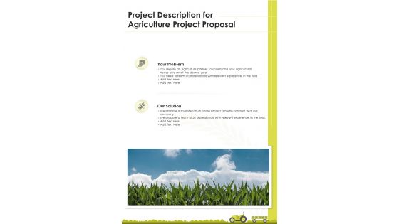 Project Description For Agriculture Project Proposal One Pager Sample Example Document