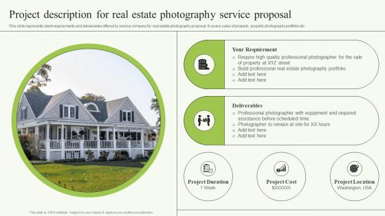 Project Description For Real Estate Photography Service Proposal Ppt Show Objects