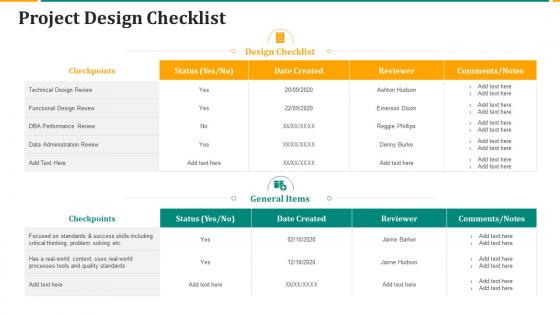 Project Design Templates Bundle Project Design Checklist