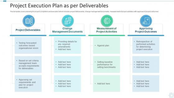 Project execution plan as per deliverables