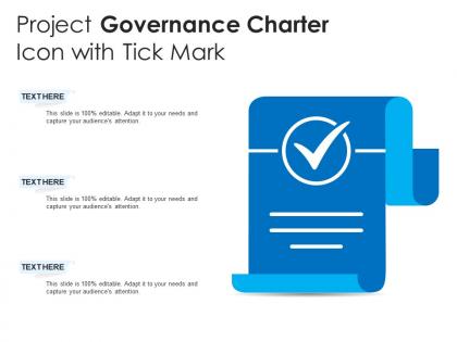 Project governance charter icon with tick mark