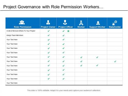 Project governance with role permission workers and stakeholders