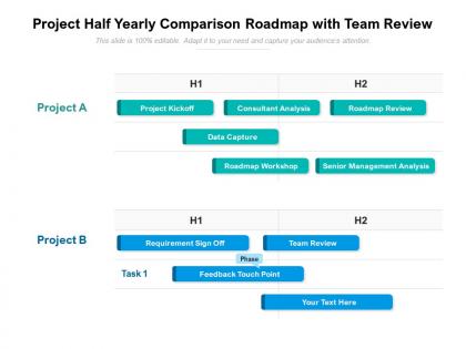 Project half yearly comparison roadmap with team review