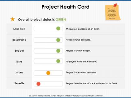Project health card resourcing ppt powerpoint presentation file picture