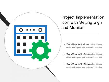 Project implementation icon with setting sign and monitor