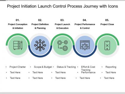 Project initiation launch control process journey with icons