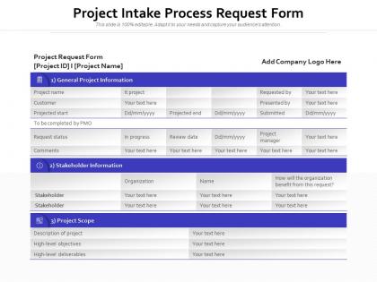 Project intake process request form