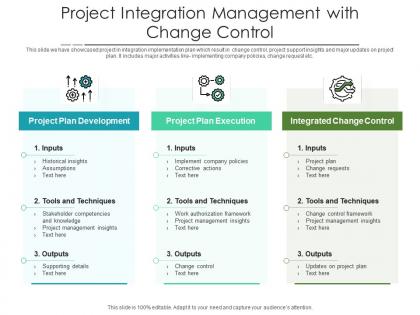 Project integration management with change control