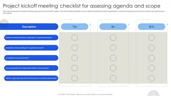 Project Kickoff Meeting Checklist For Assessing Agenda And Scope