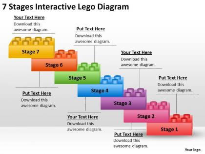 Project management 7 stages interactive lego diagram powerpoint templates ppt backgrounds for slides