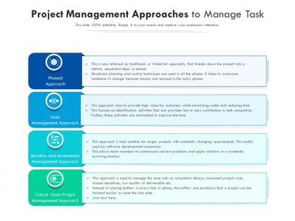 Project management approaches to manage task