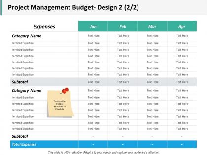 Project management budget design 2 2 2 ppt inspiration icon