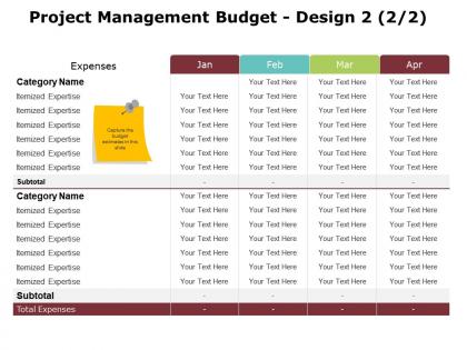 Project management budget design 2 2 2 ppt powerpoint presentation gallery design inspiration