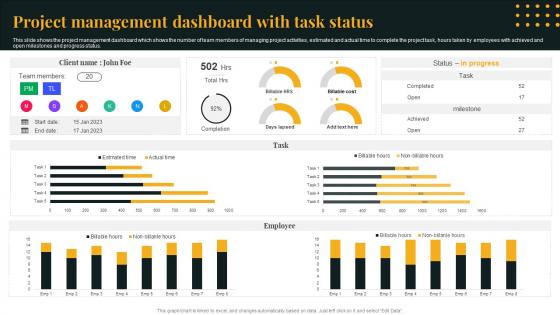 Project Management Dashboard With Task Status