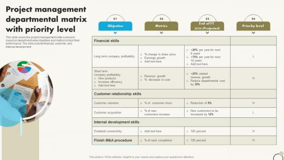 Project Management Departmental Matrix With Priority Level