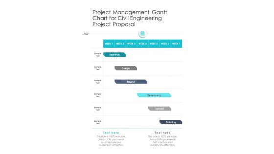 Project Management Gantt Chart For Civil Engineering Project One Pager Sample Example Document