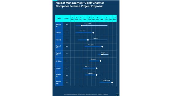 Project Management Gantt Chart For Computer Science Project One Pager Sample Example Document