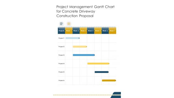 Project Management Gantt Chart For Concrete Driveway One Pager Sample Example Document
