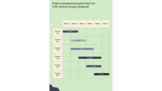 Project Management Gantt Chart For Cse Software Project Proposal One Pager Sample Example Document
