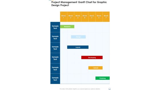 Project Management Gantt Chart For Graphic Design Project One Pager Sample Example Document
