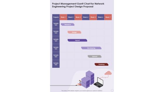Project Management Gantt Chart For Network Engineering Project One Pager Sample Example Document