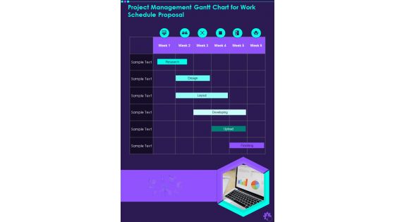 Project Management Gantt Chart For Work Schedule One Pager Sample Example Document
