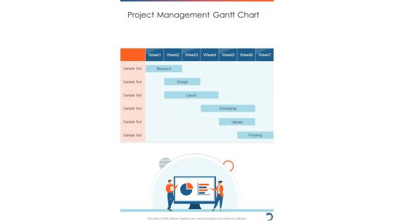 Project Management Gantt Chart One Pager Sample Example Document