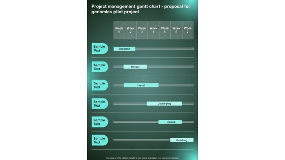 Project Management Gantt Chart Proposal For Genomics Pilot One Pager Sample Example Document