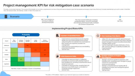 Project Management KPI For Risk Mitigation Case Scenario