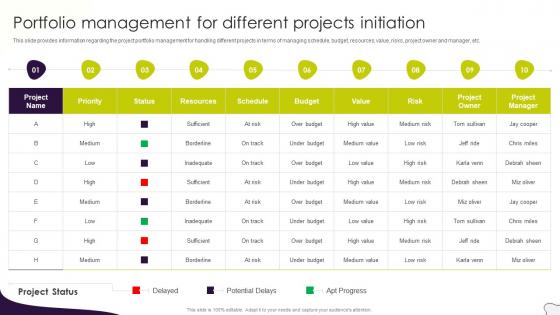 Project Management Plan Playbook Portfolio Management For Different Projects Initiation