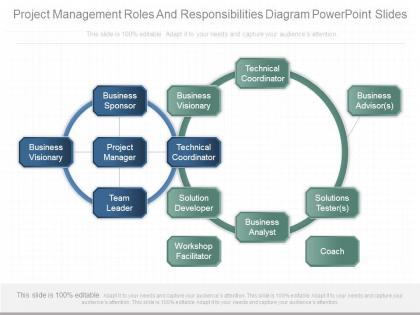 Project management roles and responsibilities diagram powerpoint slides