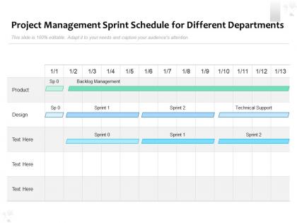 Project management sprint schedule for different departments