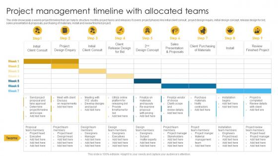 Project Management Timeline With Allocated Teams