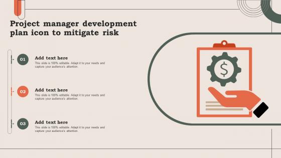 Project Manager Development Plan Icon To Mitigate Risk