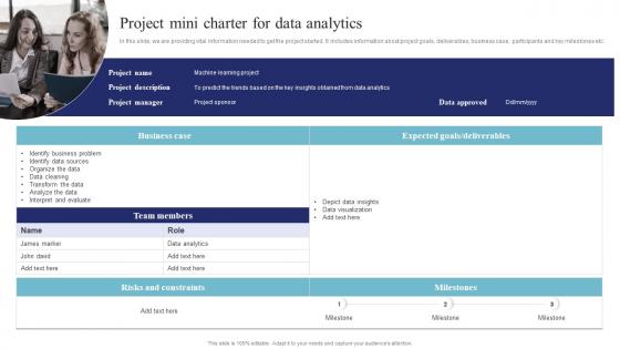 Project Mini Charter For Data Analytics Data Science And Analytics Transformation Toolkit