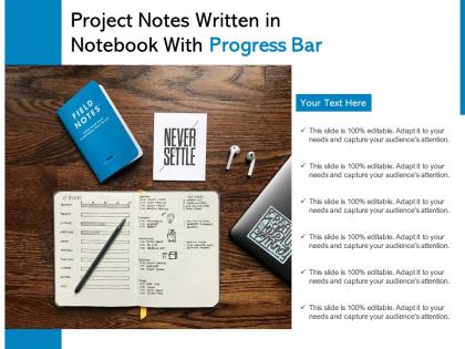 Project notes written in notebook with progress bar