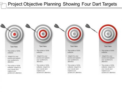 Project objective planning showing four dart targets