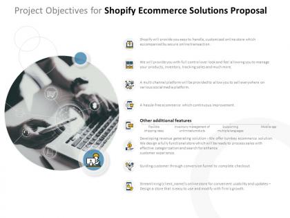 Project objectives for shopify ecommerce solutions proposal ppt powerpoint presentation layouts