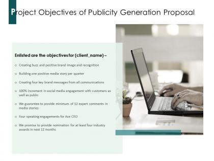 Project objectives of publicity generation proposal ppt powerpoint presentation portfolio examples