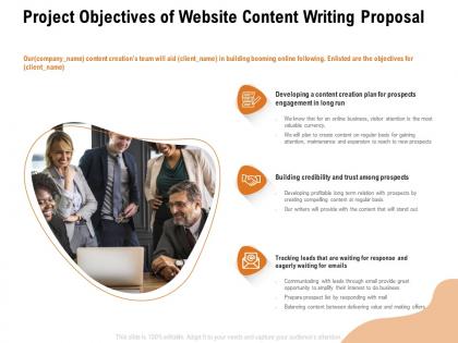 Project objectives of website content writing proposal ppt powerpoint presentation gallery clipart