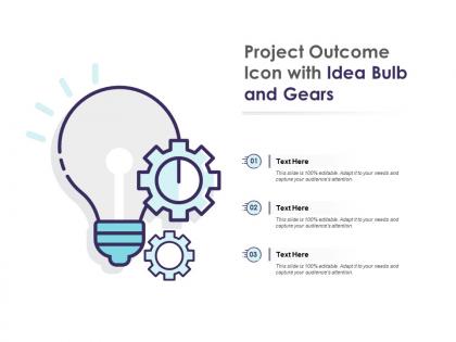 Project outcome icon with idea bulb and gears