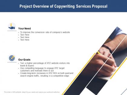 Project overview of copywriting services proposal ppt powerpoint vector