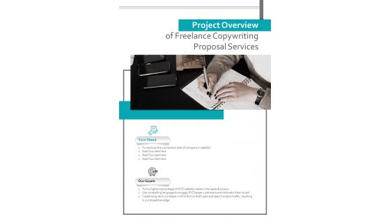 Project Overview Of Freelance Copywriting Proposal Services One Pager Sample Example Document