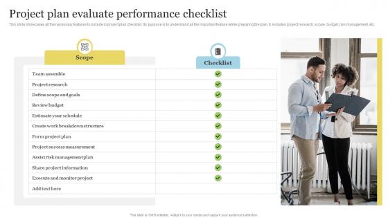 Project Plan Evaluate Performance Checklist